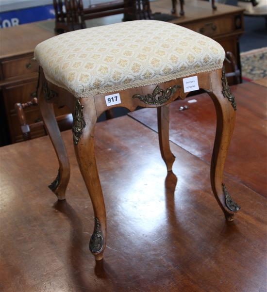 A mid 19th century Louis XV style gilt bronze mounted walnut stool, H.46cm